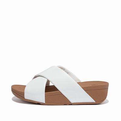 Fitflop Lulu Leather Cross Slides - Sandalen Damen - Weiß (JEC504263)